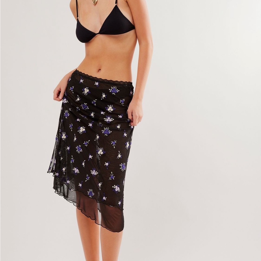 Black Floral Skirt